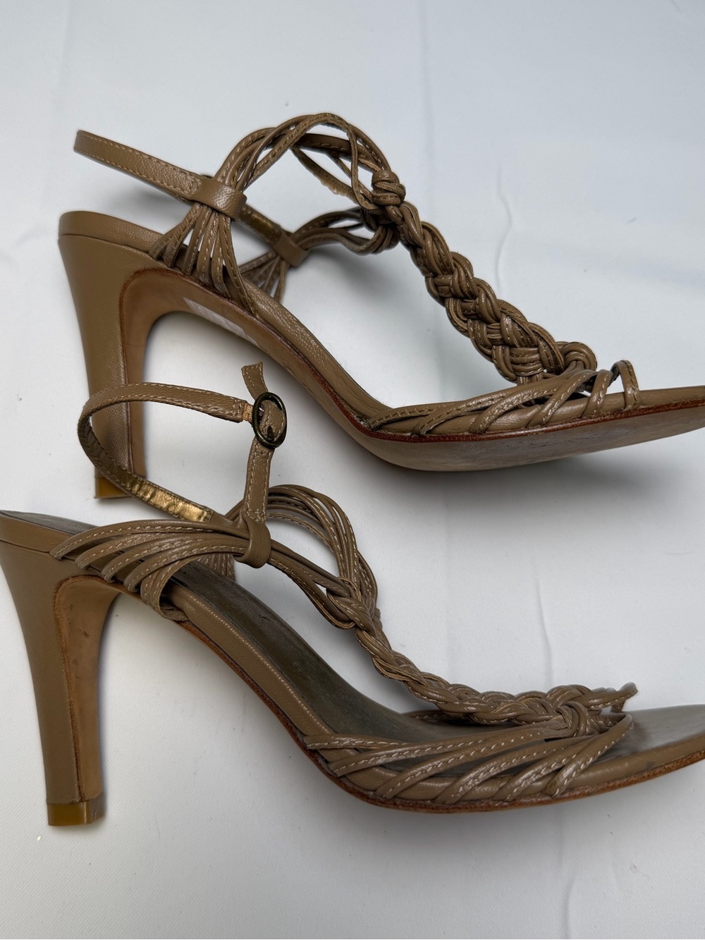 Charles by Charles David Braided Strappy 3” High Heels - Tan /Brown - Elegant 6